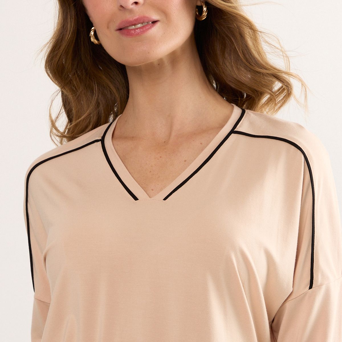 MA GRIFFE - Polera Manga Corta Mujer Beige Magriffe