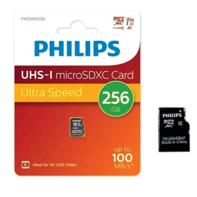 PHILIPS - Tarjeta MicroSDXC Philips Clase 10 256GB Ultra Speed
