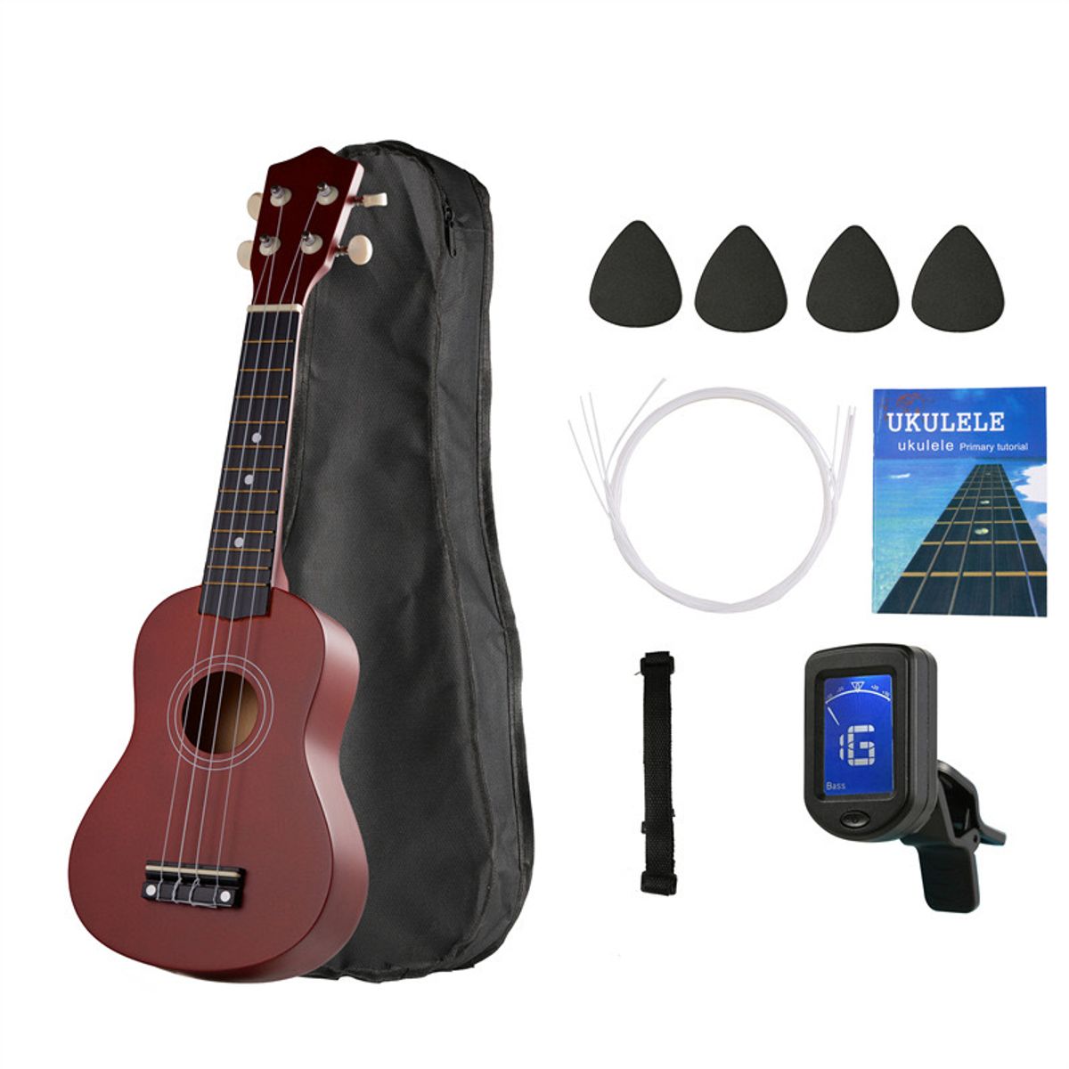 GENERICO - Pack Ukelele 21soprano+funda+a+cuerdas Aquila Marrón