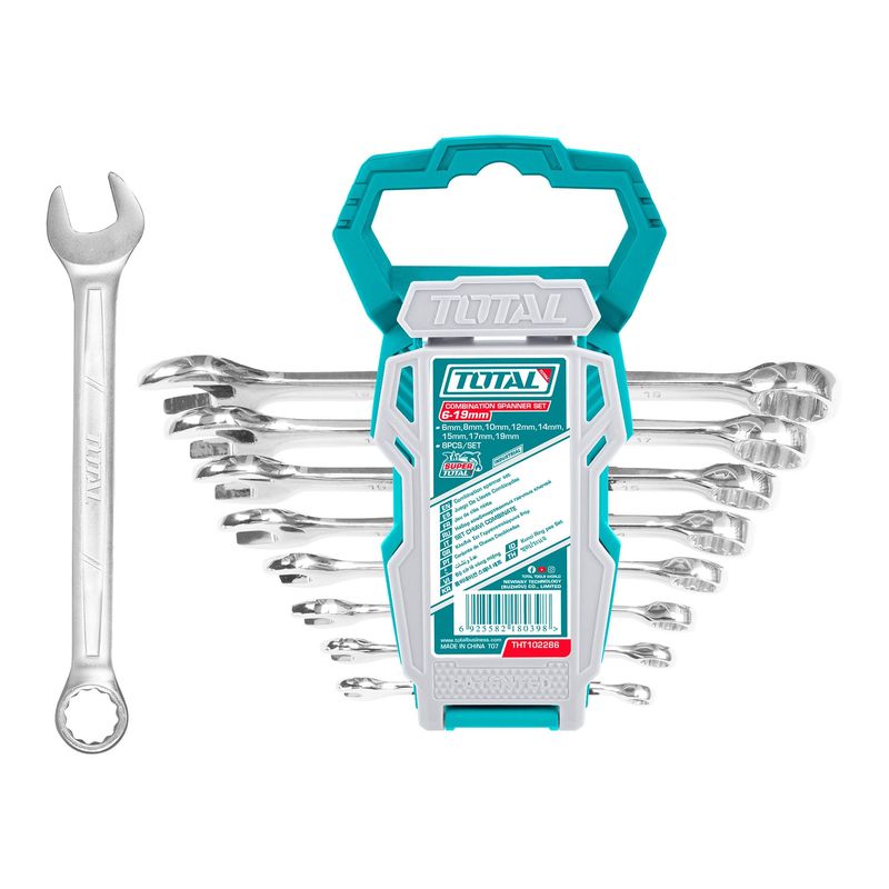 TOTAL TOOLS - Juego Llave Combinadas Punta Corona 8 Piezas 6-19 mm Total