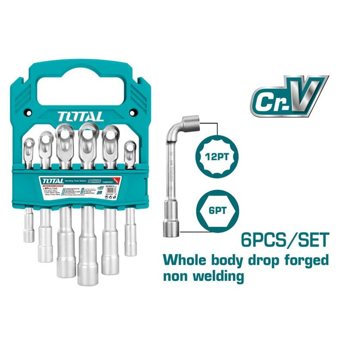 TOTAL TOOLS - Juego de Llaves Pipas Tipo "L" 6 Piezas Total