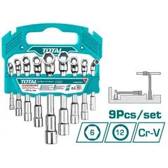 TOTAL TOOLS - Juego de Dados en Forma "L" 9 Piezas Total