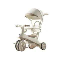 BABYLUNA - Coche Triciclo Con Techo Y Andador Con Luz Y Música Caqui