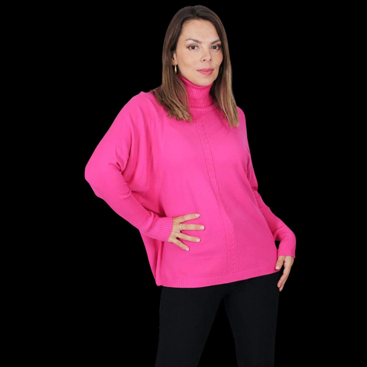 LOOK SHOP - Polera Manga Larga Tejida. Sweater Cuello Alto Hilo. Colores 002