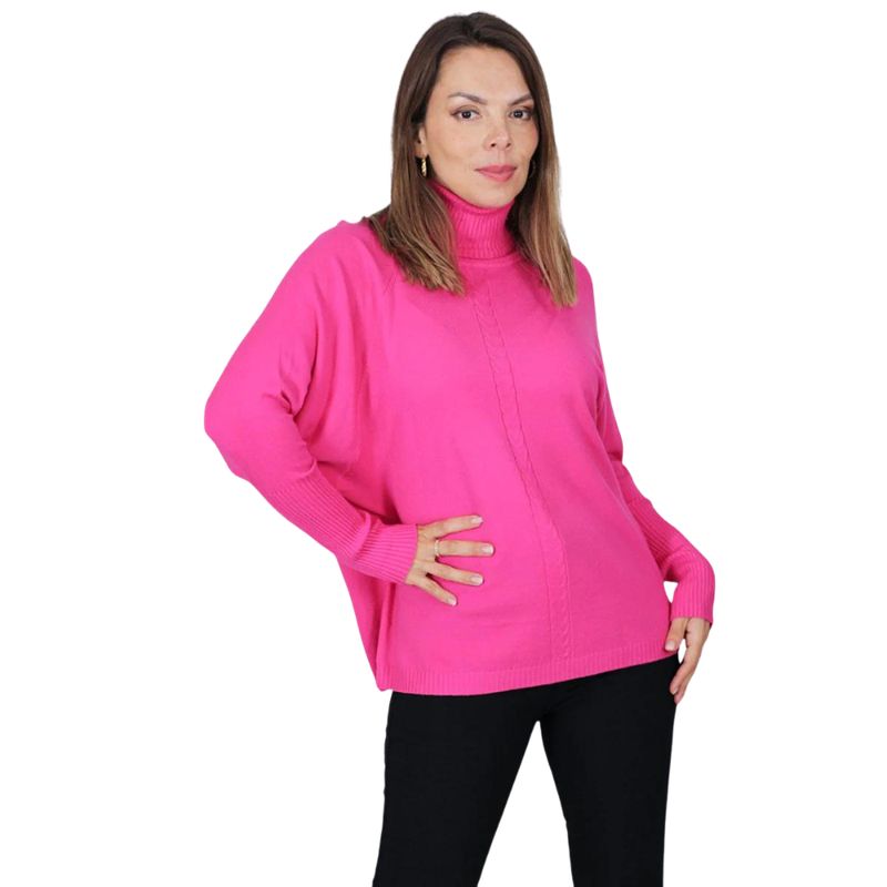 MPROPIA - Polera Manga Larga Tejida. Sweater Cuello Alto Hilo. Colores 002