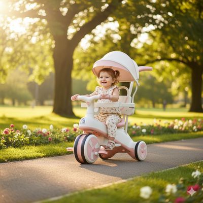 Imagen 2 del producto Coche Triciclo Con Techo Y Andador Con Luz Y Música Rosa