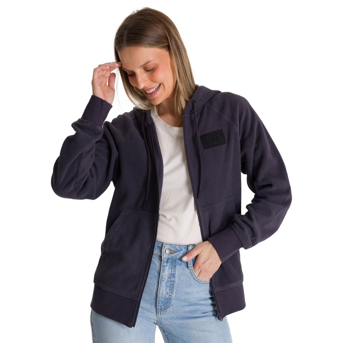 CAT - Polerón Microfleece Full Zip Mujer Gris CAT