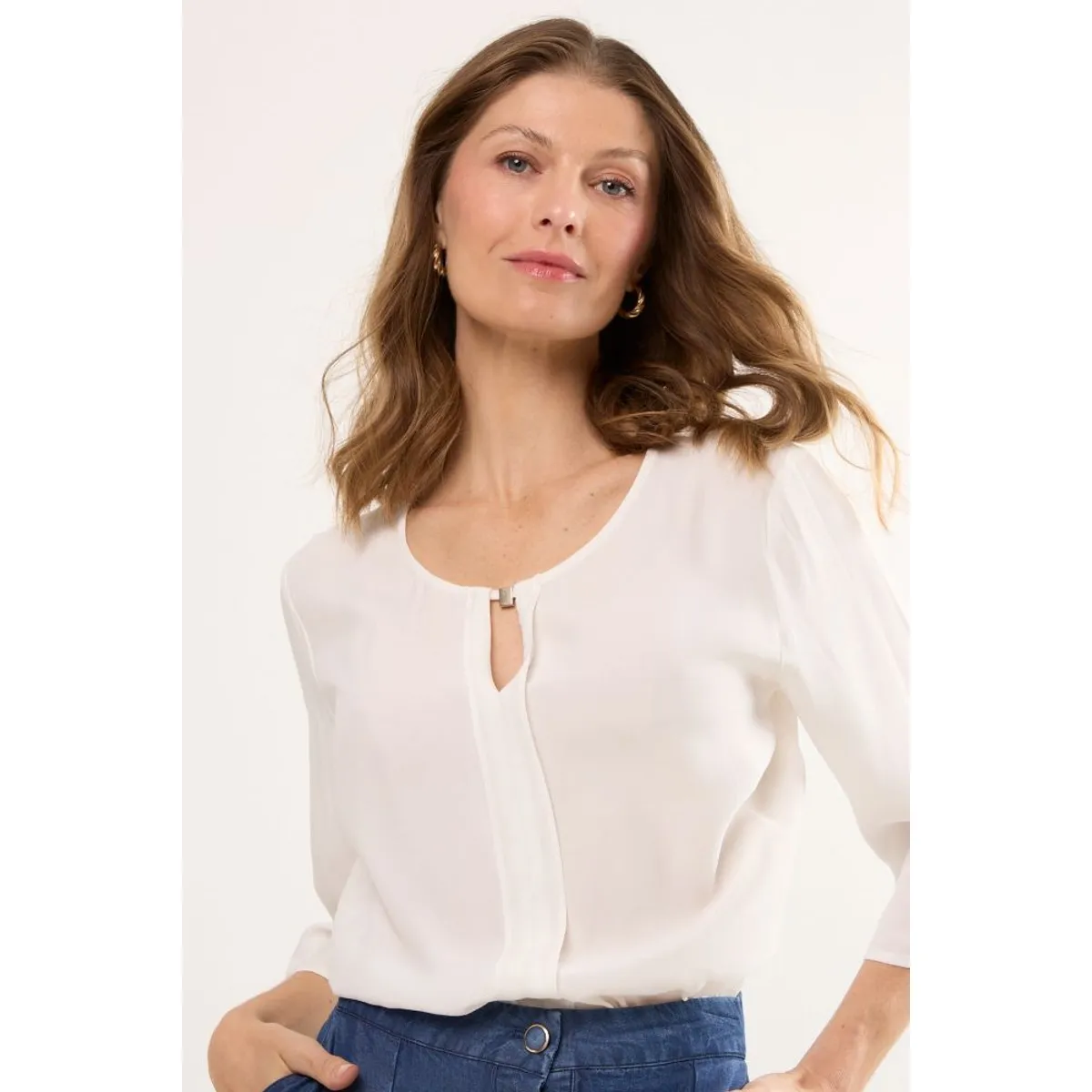 MA GRIFFE - Blusas Manga Larga Mujer Crudo Magriffe