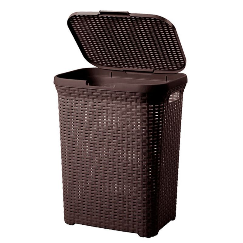 REYPLAST - Cesto Canasto Para Ropa Rattan 60 Litros Con Tapa - Marrón