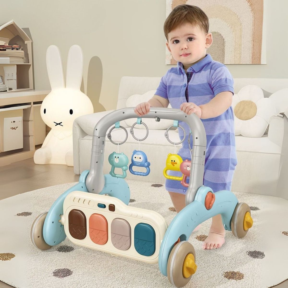 BABYLUNA - 2 en 1 Andador-Caminador y Alfombra Gimnasio para Bebé