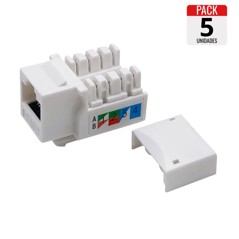 GENERICO - pack 5 Módulos RJ45 para Face Plate – Categoría Cat6