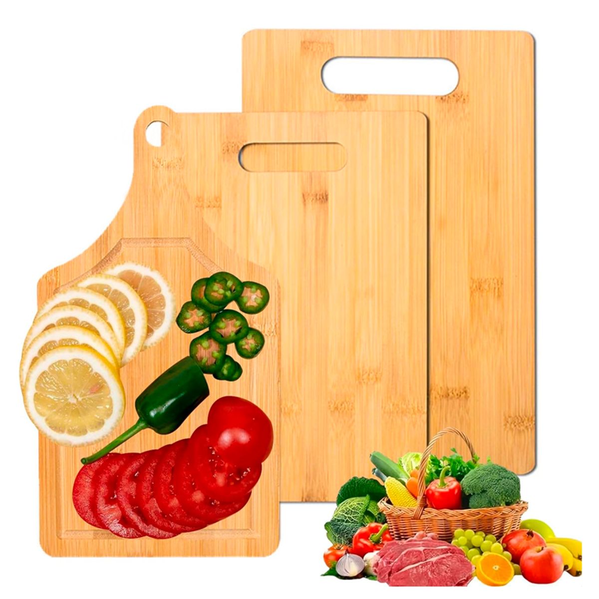 WAKESHOME - Set de 3 Tablas para Picar de Bambú.