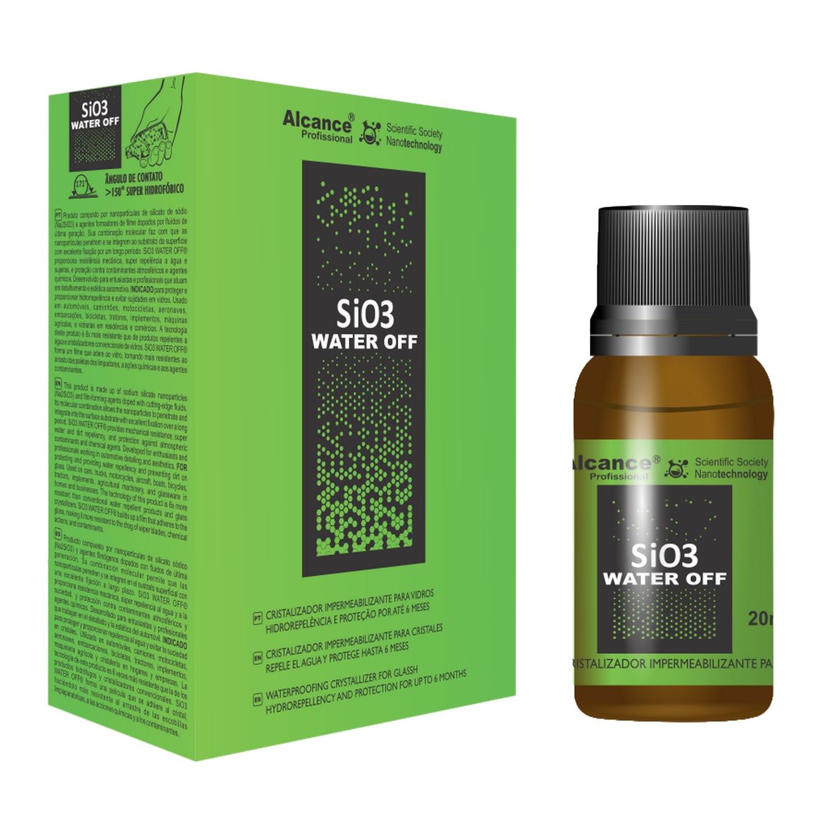 ALCANCE - SIO3 WATER OFF - Impermeabilizador para vidrios - 20ml