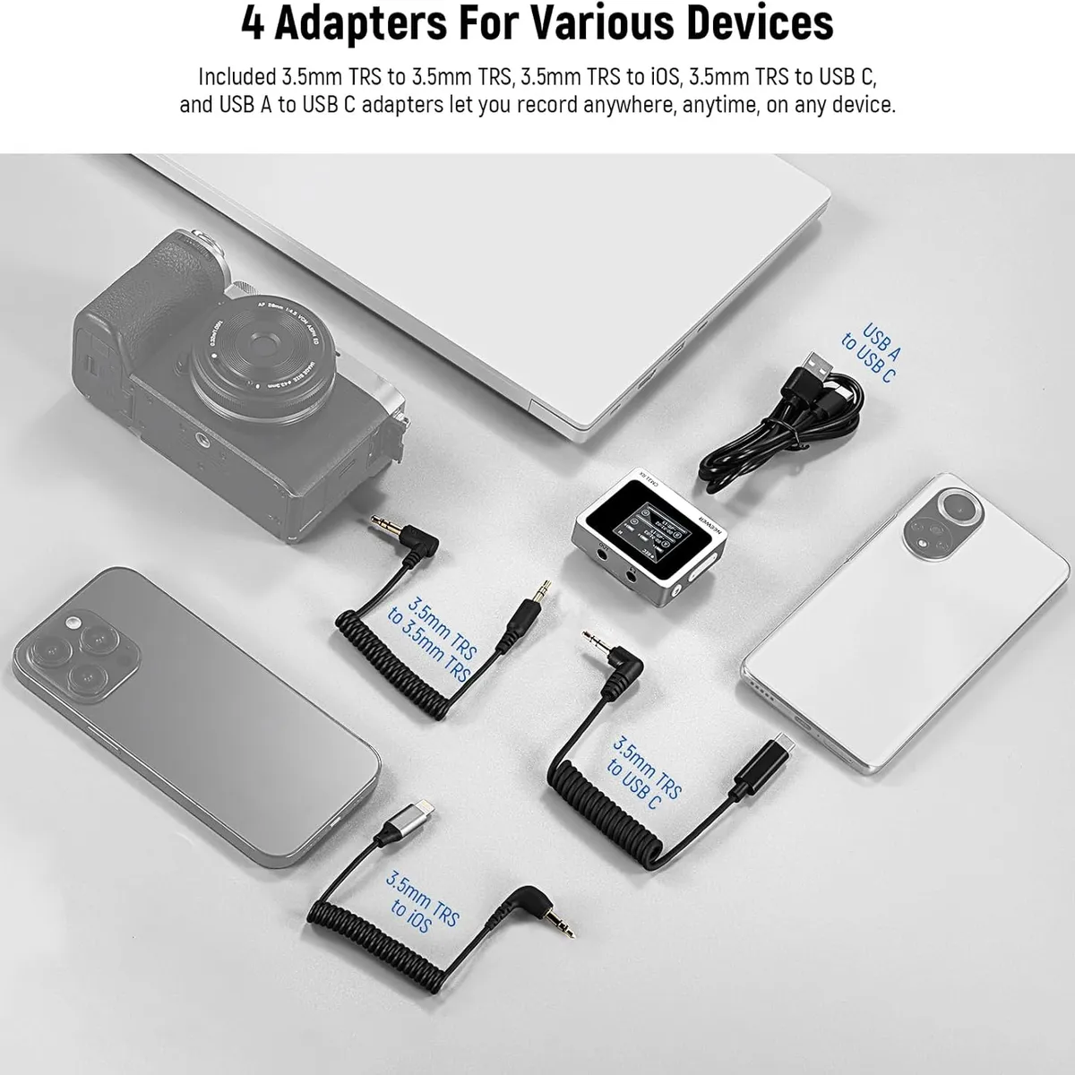 NEEWER - CM31 Sistema Micrófono Lavalier Inalámbrico 8GB 820ft 250m Para iPhone Android PC Cámara