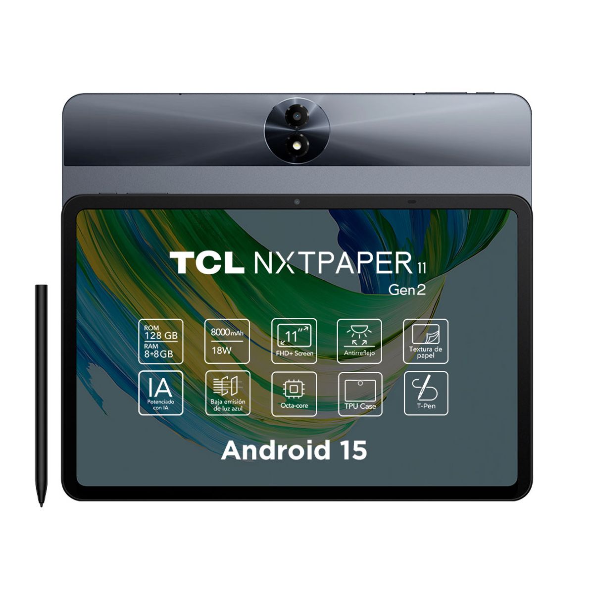 TCL - Tablet TCL NXTPAPER 11 Gen2 128GB + 8GB Lápiz + Flip Case