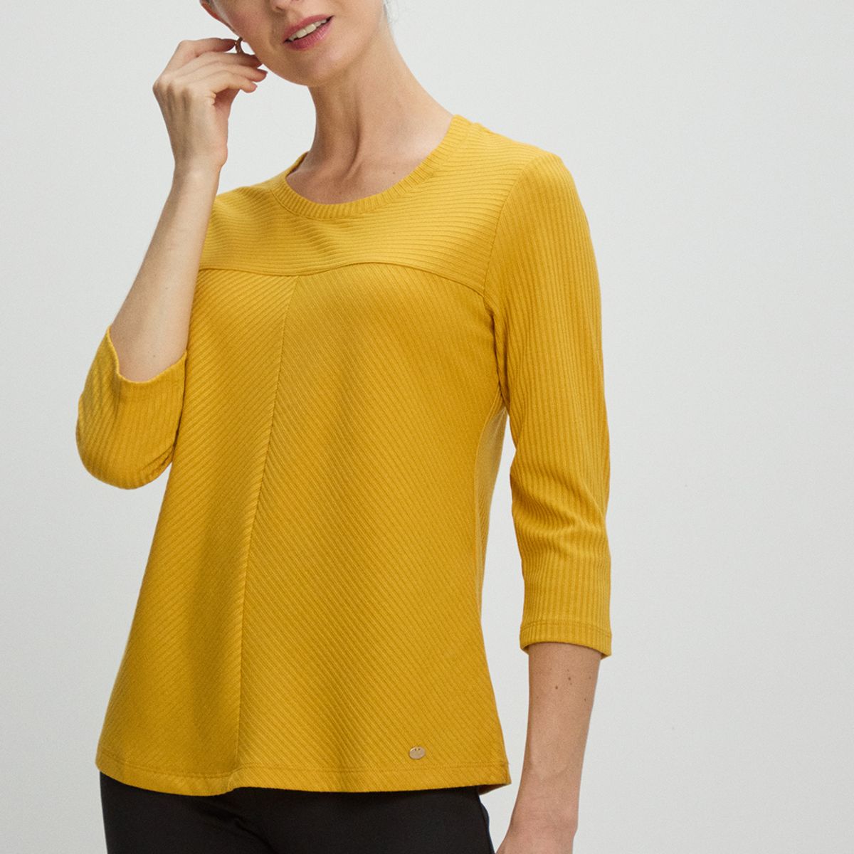 MA GRIFFE - Polera Manga Larga Mujer Amarillo Magriffe