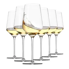 WAKESHOME - Juego de 6 Copas de Vino Cristal 20 onzas Copas Tallo Largo 620ml