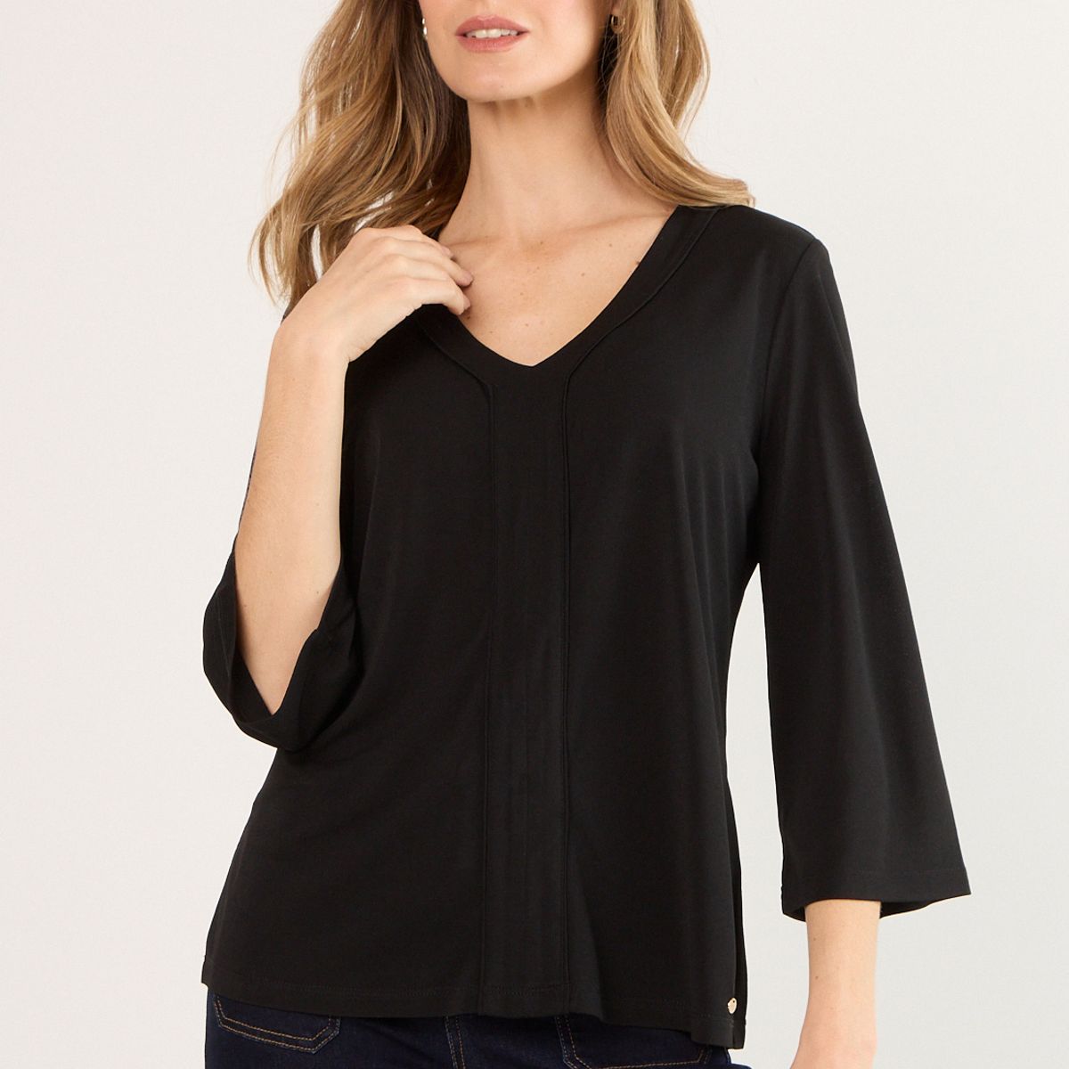 MA GRIFFE - Polera Manga Larga Mujer Negro Magriffe