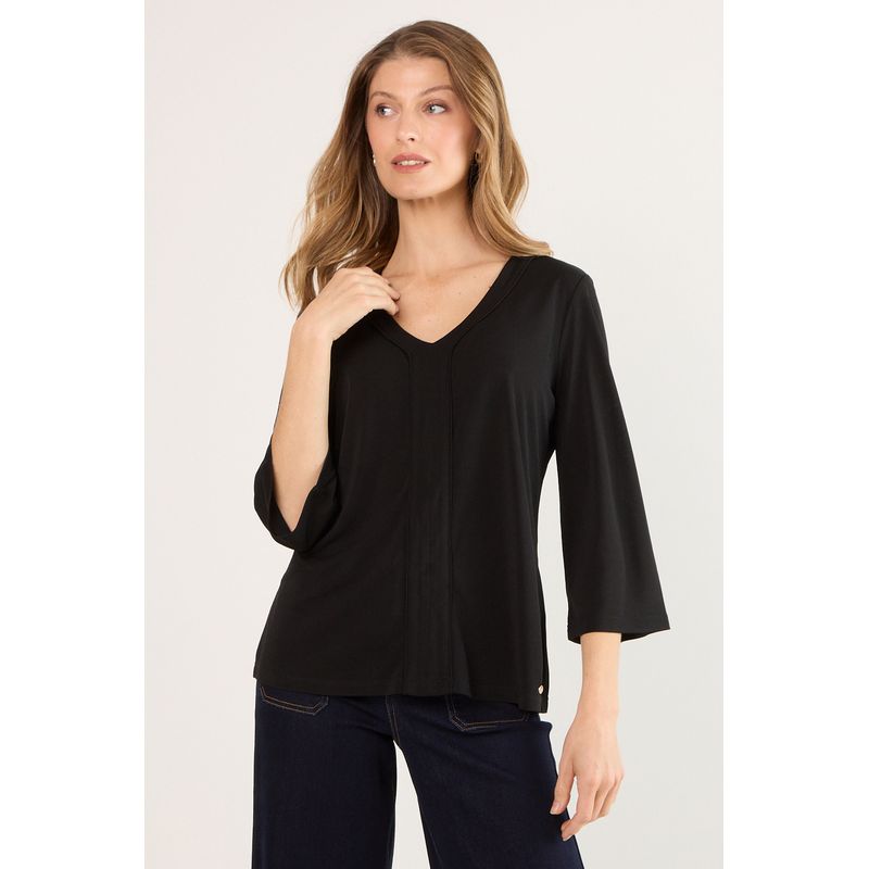 MA GRIFFE - Polera Manga Larga Mujer Negro Magriffe