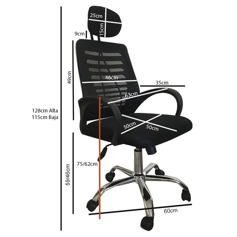 E CHAIRS BY MASLIAH - Silla Escritorio OC-044H Negra Unicas + Grandes + Reforz 150k