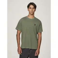 TOMMY HILFIGER - Polera Relaxed Fit Con Parche Tejido Verde Tommy Jeans