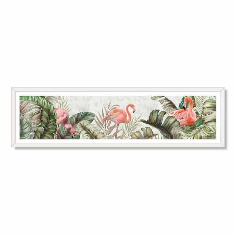ALCUADRADO - Cuadro individual Panorámico Flamencos art digital 120x30 cm Blanco