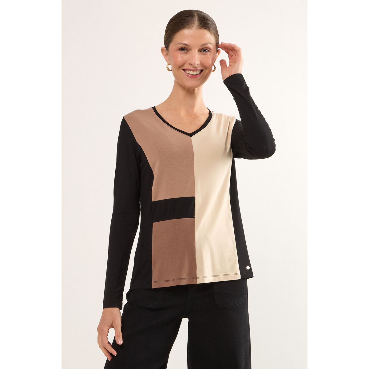 MA GRIFFE - Polera Manga Larga Mujer Negro Magriffe