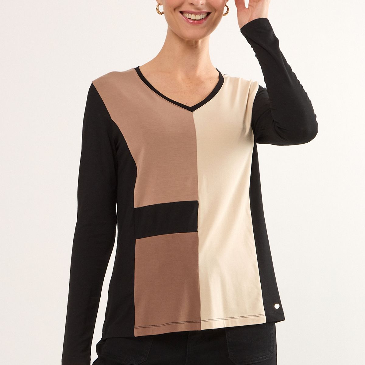 MA GRIFFE - Polera Manga Larga Mujer Negro Magriffe