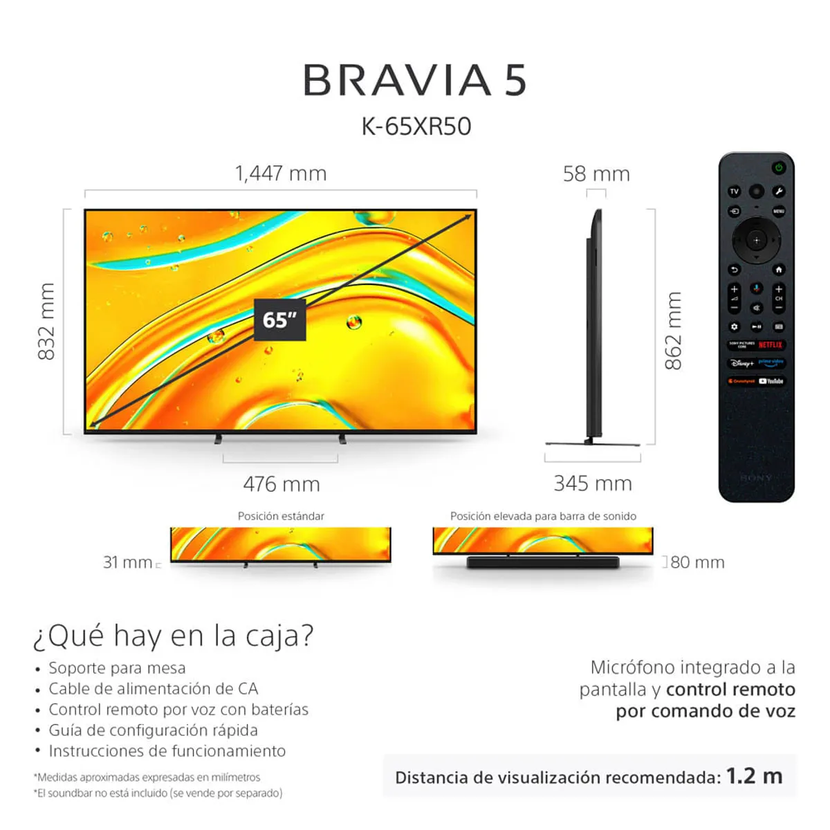 SONY - LED Smart TV 65" Bravia 5 K-65XR50 Sony