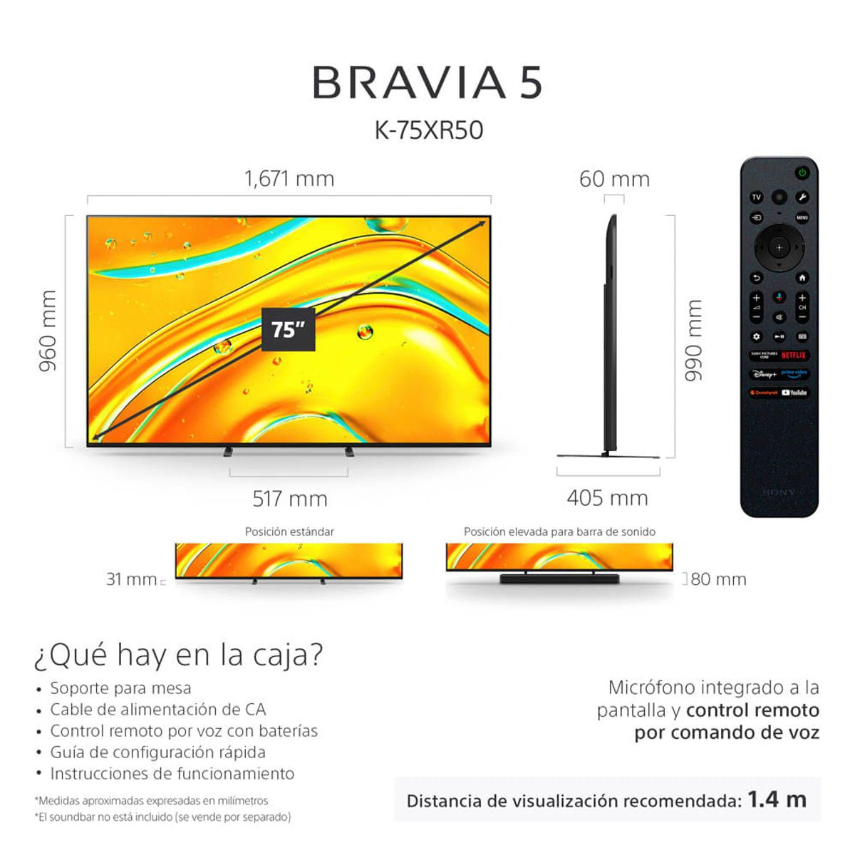 SONY - LED Smart TV 75" Bravia 5 K-75XR50  Sony