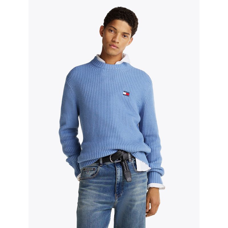 TOMMY HILFIGER - Sweater De Punto Canal Con Logo Celeste Tommy Jeans