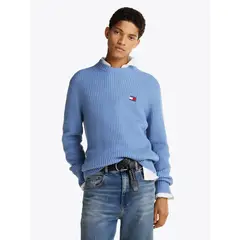 TOMMY HILFIGER - Sweater De Punto Canal Con Logo Celeste Tommy Jeans