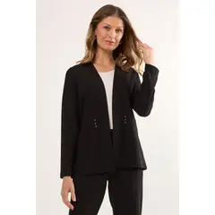 MA GRIFFE - Tapado Abierto Mujer Negro Magriffe