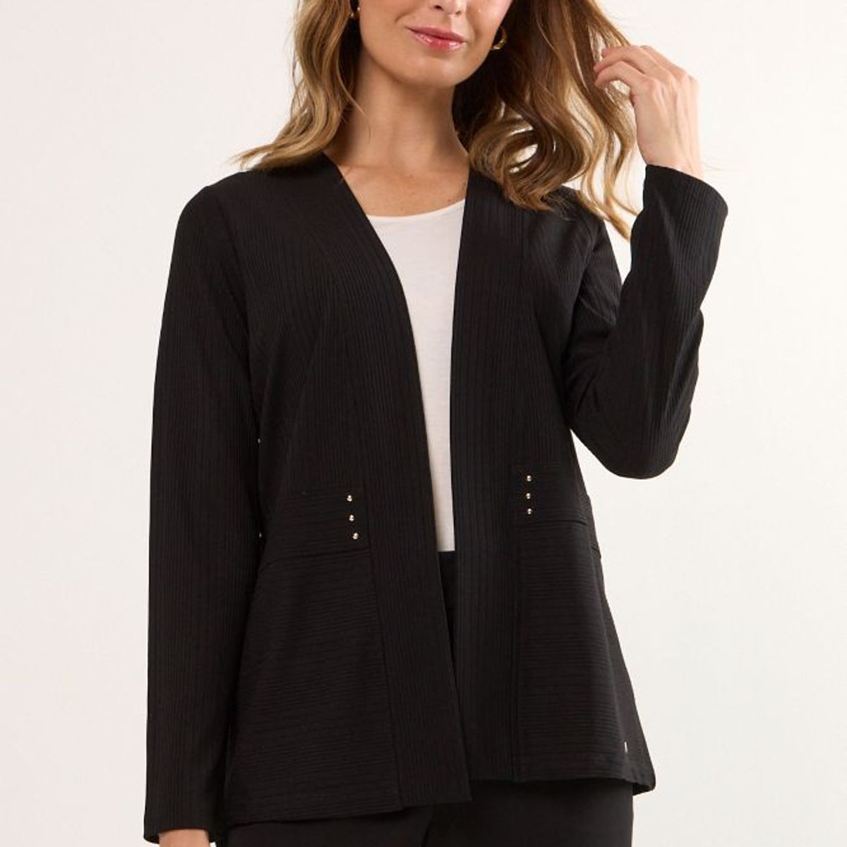 MA GRIFFE - Tapado Abierto Mujer Negro Magriffe