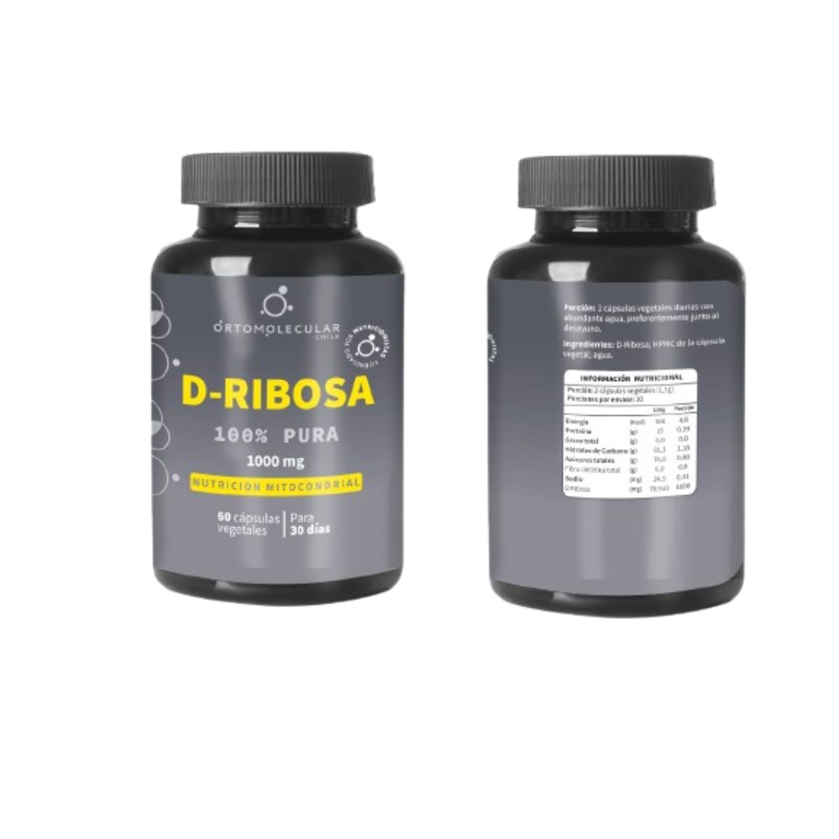 ORTOMOLECULAR - D-Ribosa 1000mg 60 Capsulas Ortomolecular