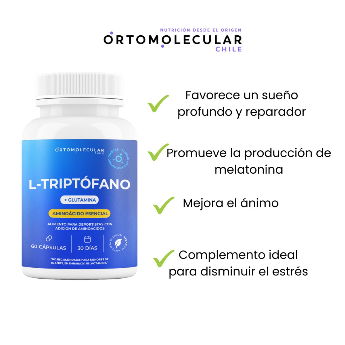 ORTOMOLECULAR - L-triptofano + Glutamina 60 Capsulas Ortomolecular