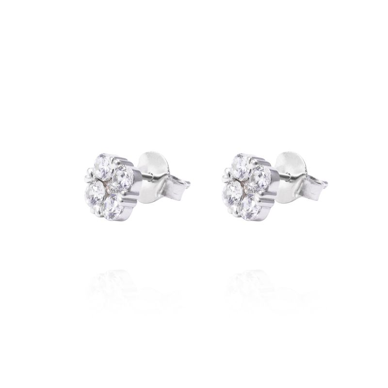 JB JOYAS BARON - Aros de Plata Esterlina Flor Cuatro Circones