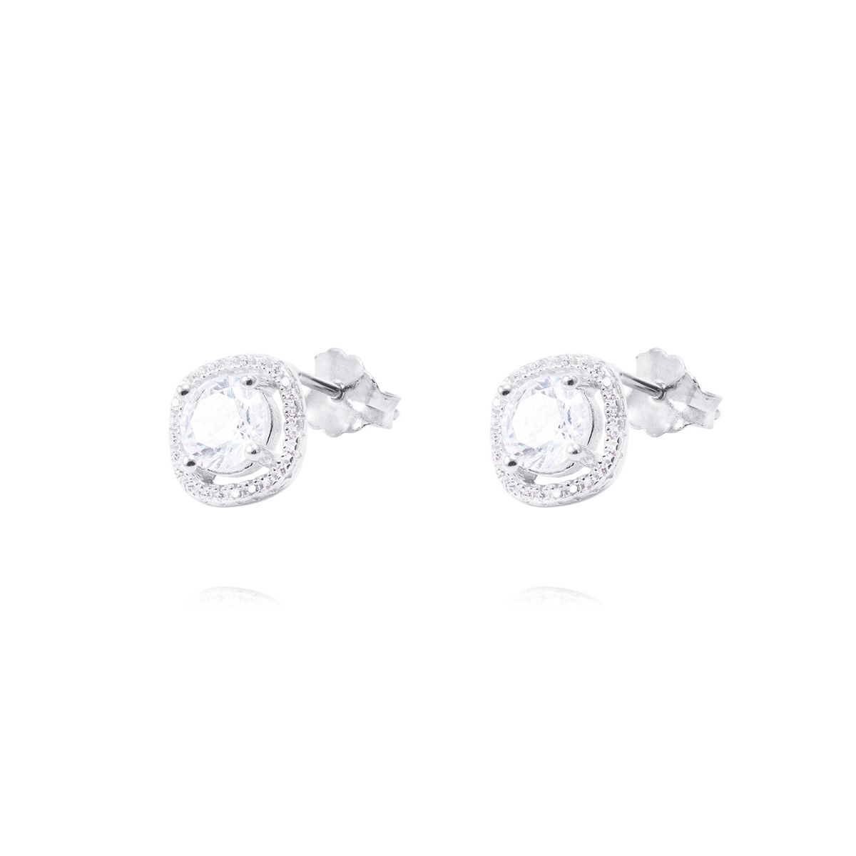 JB JOYAS BARON - Aros de Plata Esterlina Estilo Halo Circonita