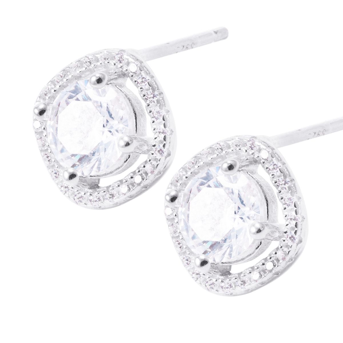 JB JOYAS BARON - Aros de Plata Esterlina Estilo Halo Circonita
