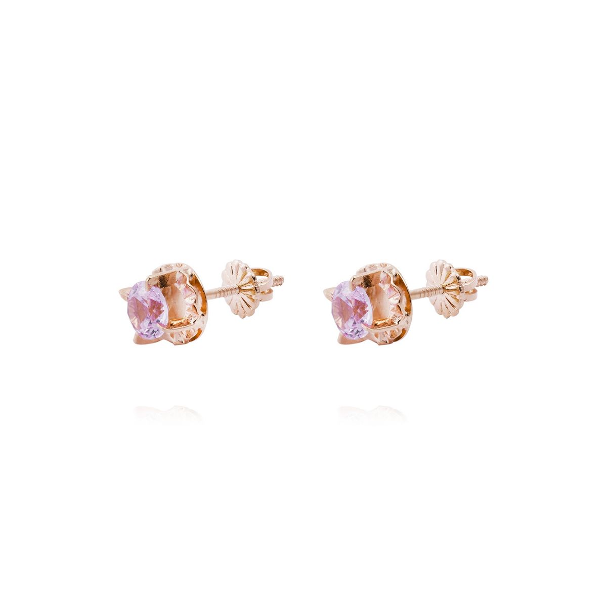 JB JOYAS BARON - Aros Oro Miel 18kt Chatón Rosa de Francia 5mm