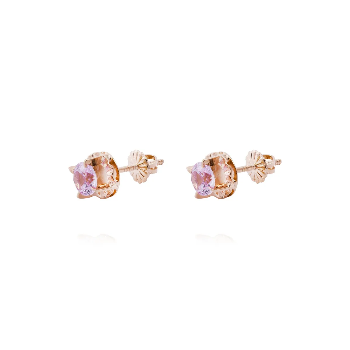JB JOYAS BARON - Aros Oro Miel 18kt Chatón Rosa de Francia 5mm