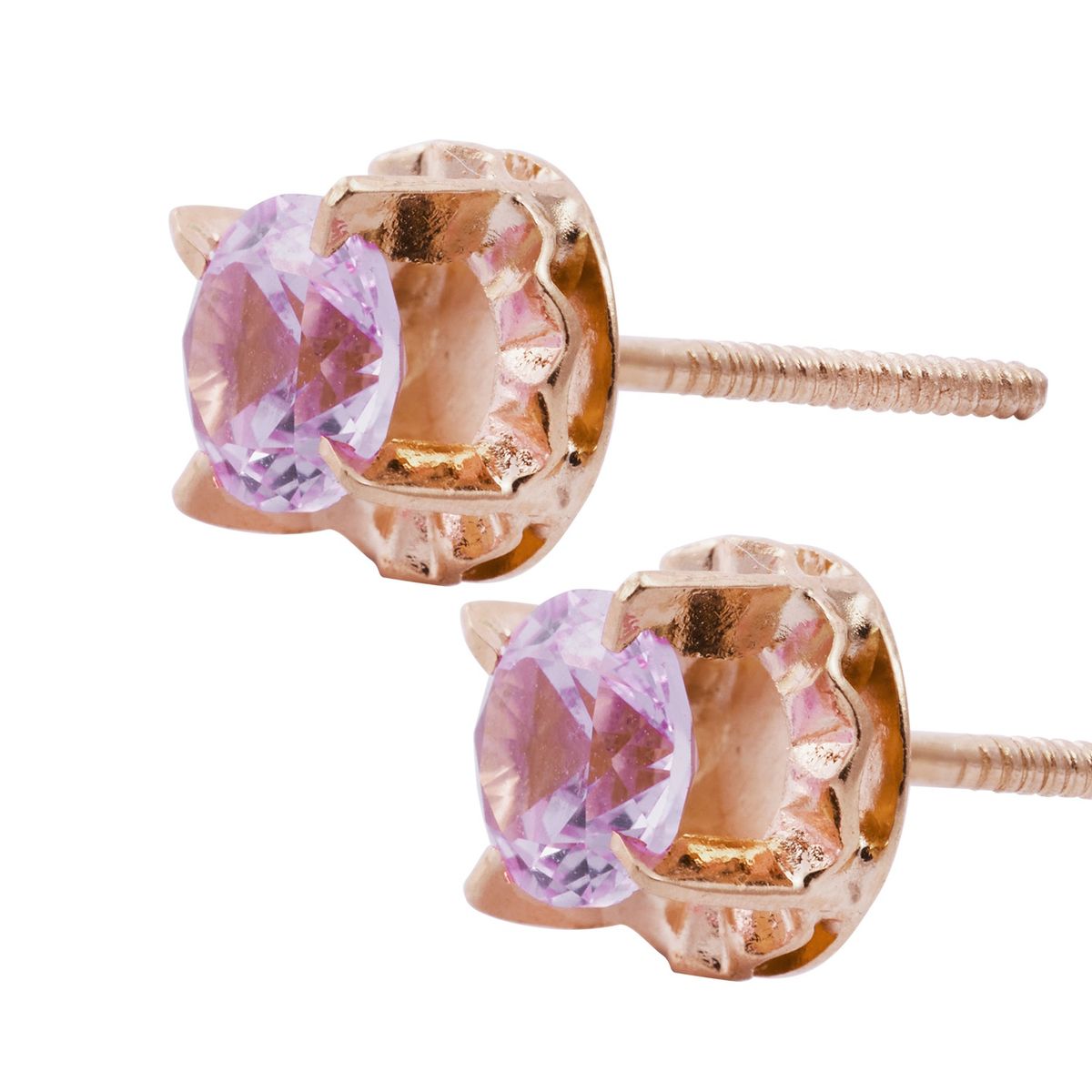 JB JOYAS BARON - Aros Oro Miel 18kt Chatón Rosa de Francia 5mm