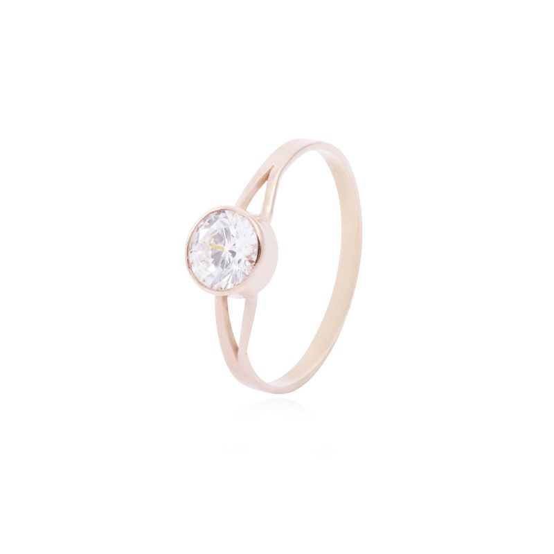 JB JOYAS BARON - Anillo Oro Miel 18kt Moderno Circón 6mm