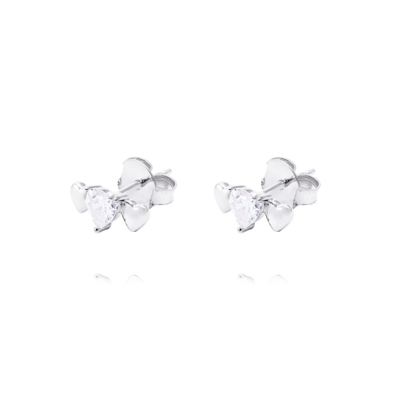 JB JOYAS BARON - Aros de Plata Esterlina Trilogía Corazones Circonita