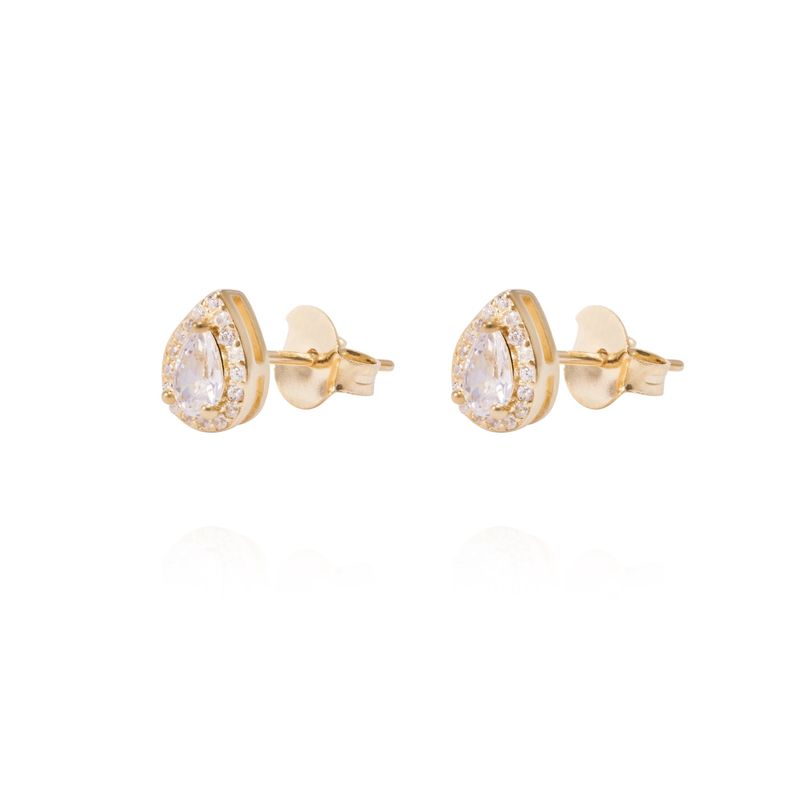 JB JOYAS BARON - Aros Revestido en Oro 18kt Gota de Agua con Circonita