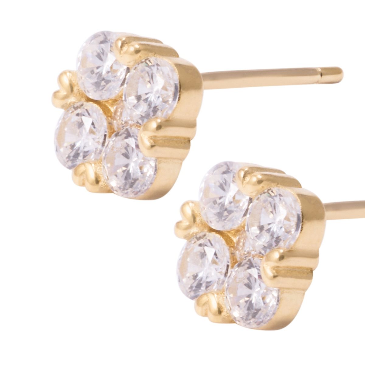 JB JOYAS BARON - Aros Revestidos en Oro 18kt Flor Cuatro Circones