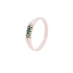 JB JOYAS BARON - Anillo Oro Miel 18kt Trio de Esmeraldas