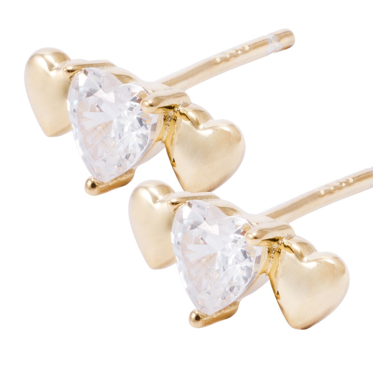 JB JOYAS BARON - Aros Revestidos en Oro 18kt Trilogia Corazones Circonita