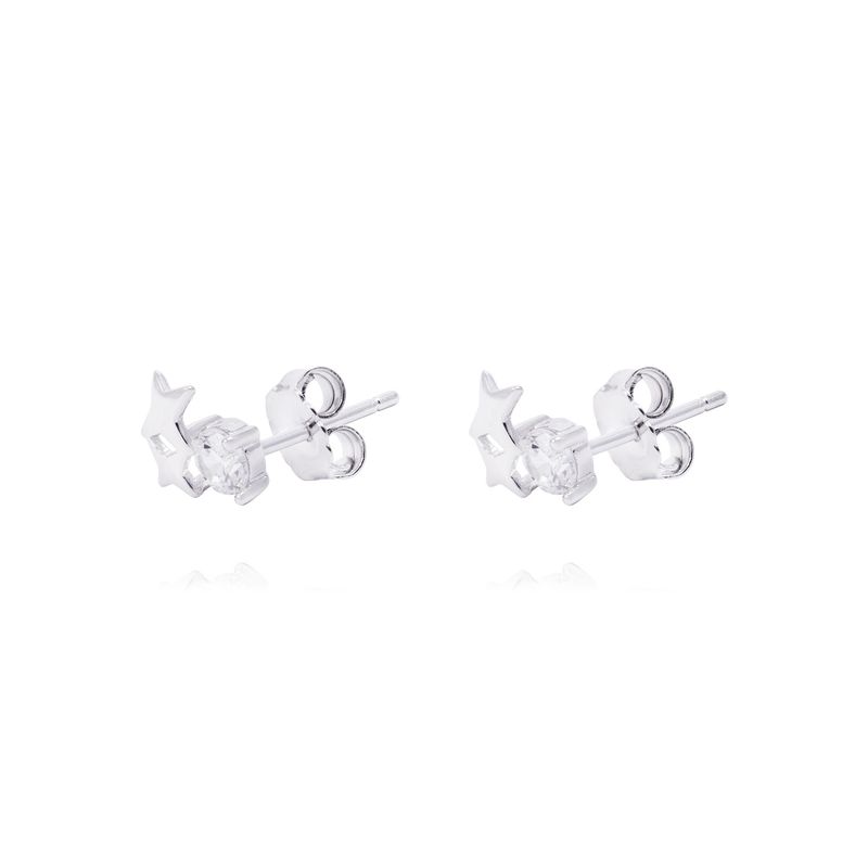 JB JOYAS BARON - Aros de Plata Esterlina Estrellas con Circonita