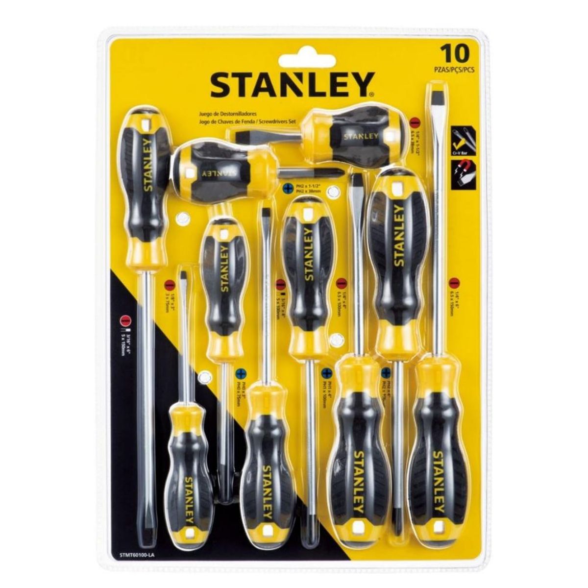 STANLEY - ATORNILLADOR STANLEY JUEGO 10 PIEZAS 60100